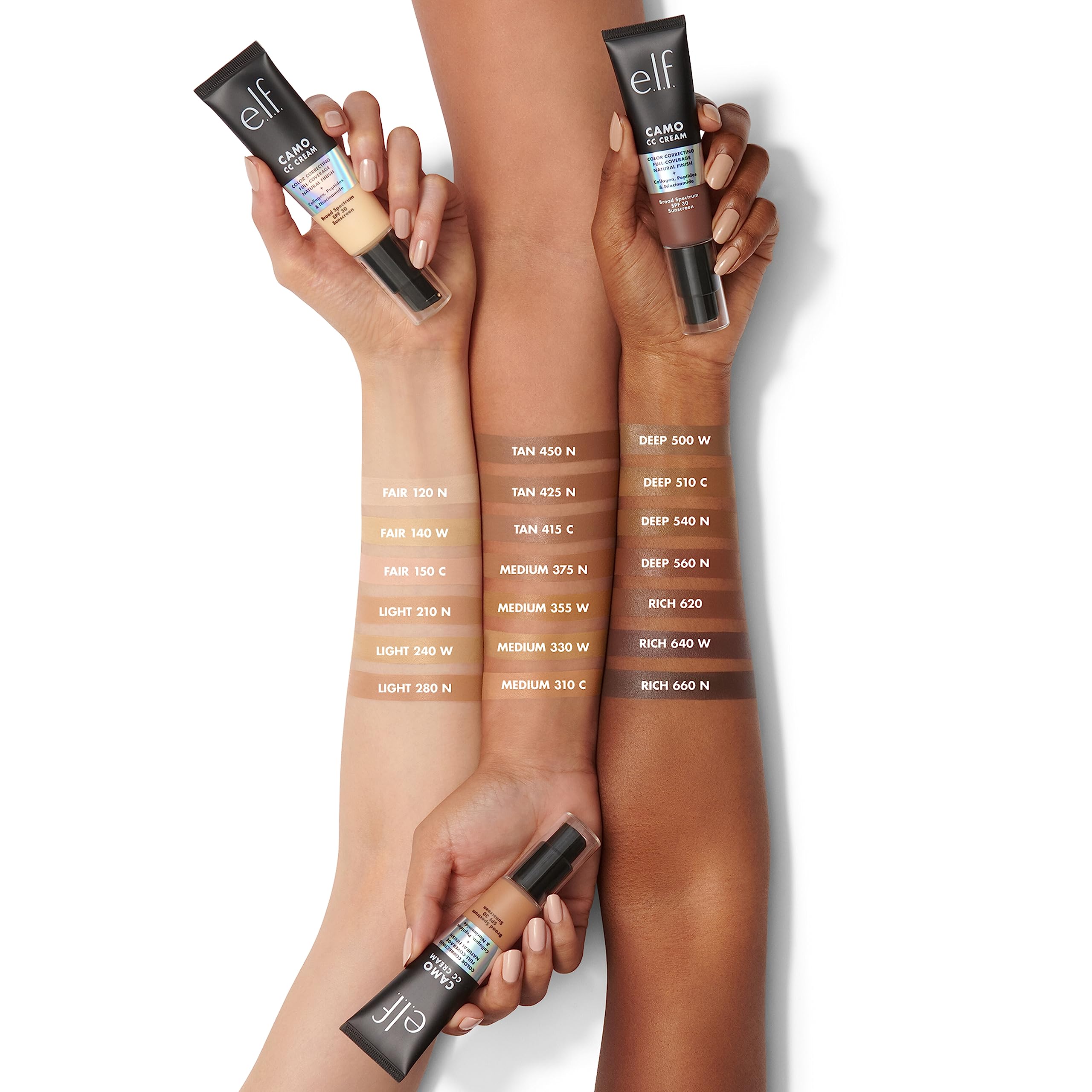 e.l.f. Camo CC Cream | Color Correcting Full Coverage Foundation with SPF 30 | Rich 620 W | 1.05 Oz (30g)